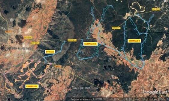 mapa de la localización de los parques eólicos de Campillo de Altobuey en Cuenca
